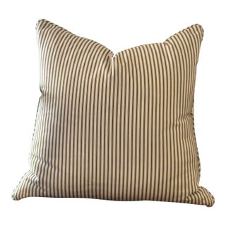 Pillow, Ian Mankin Ticking Stripe in Chocolate For Sale