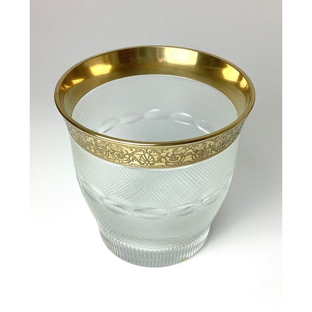 Moser Splendid Gold Etch Champagne or Ice Bucket. etched in the bottom with the Moser logo. 6 1/4 inches tall by 6 1/4...