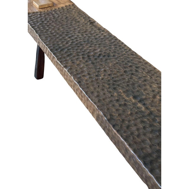 Sculptural Teak Wood Long Bench Stunning Wood Textures, Modern Organic For Sale - Image 6 of 10