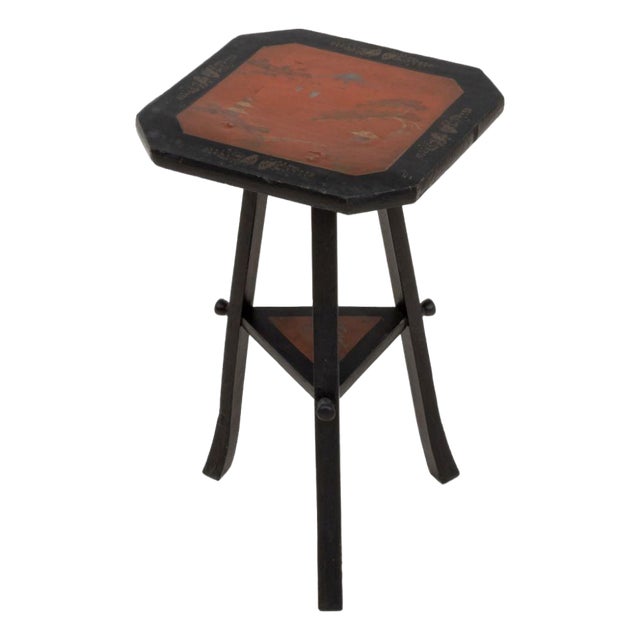 Japanese Ebonized and Paint-Decorated Tripod Table For Sale
