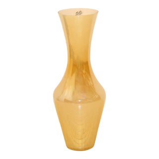 Tall Opalescent Orange Murano Glass Vase For Sale