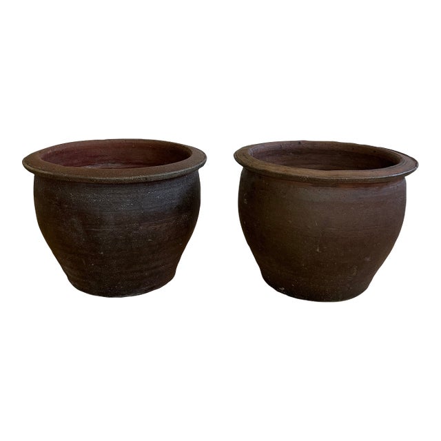 Antique Italian Terracotta Planters, A Pair For Sale