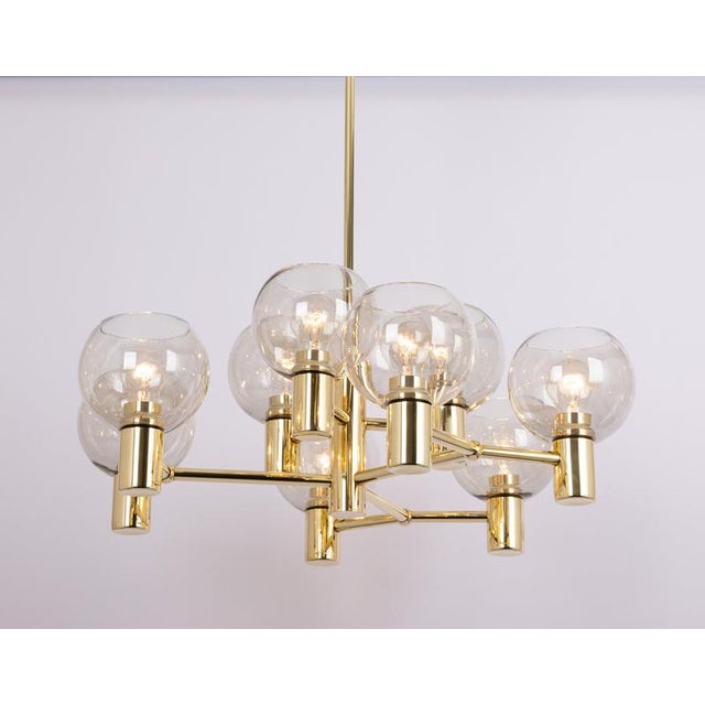 Gold Large Vintage Brass Chandelier, Germany, 1960s For Sale - Image 8 of 13