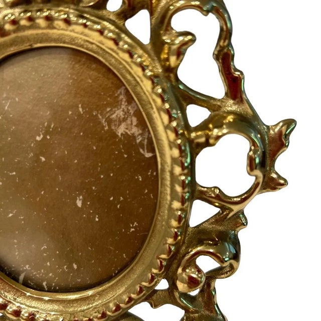 Traditional Vintage Solid Gilt Over Brass Picture Frame For Sale - Image 3 of 7