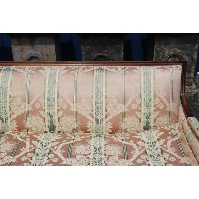 Fine Quality Extra Long Carved Walnut French Louis XVI Settee Sofa 1950s Era For Sale - Image 9 of 15