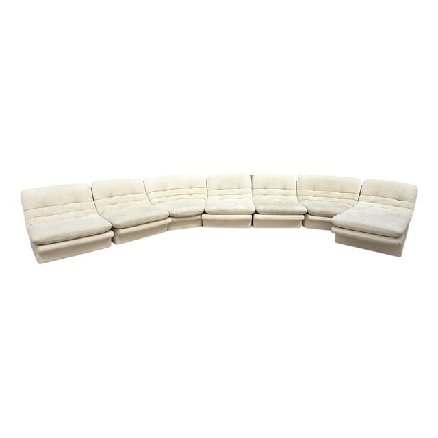 Vintage 1980s 7-Piece Curved Modular Sofa With Chaise - Kagan Style For Sale