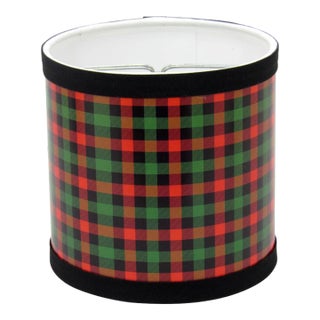 5" Plaid Paper Print Candelabra Clip-On Drum Lamp Shade For Sale