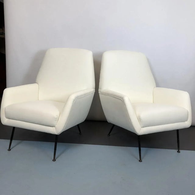 Set of Italian White Velvet Armchairs, 1950s For Sale - Image 6 of 18