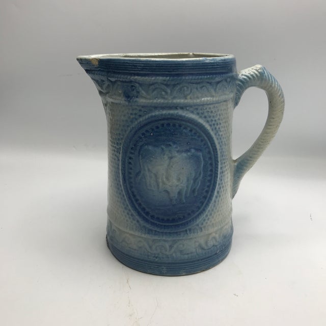 19th Century Vintage Bull & Cow Salt Glaze Pitcher For Sale In New York - Image 6 of 10