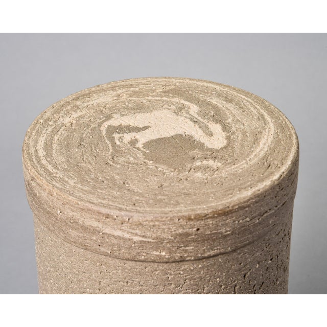 Cylindrical Stoneware Jar With Lid by Ceramica Rosa Maria For Sale - Image 10 of 10