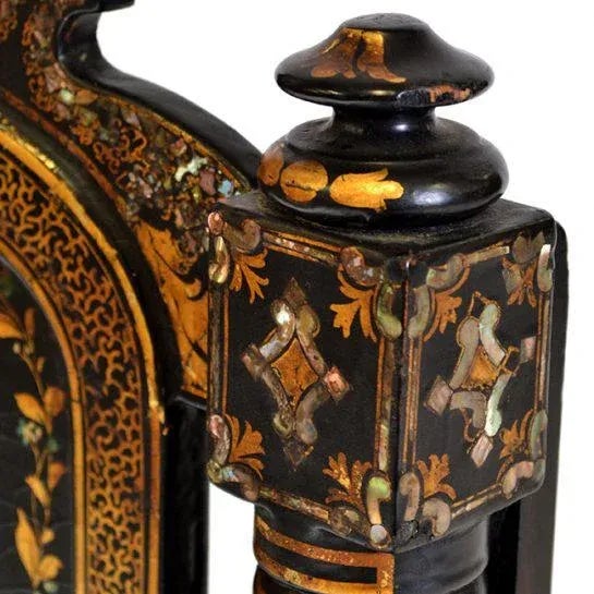 19th Century Papier Mâché Mother of Pearl Inlaid Slipper Chair For Sale - Image 12 of 13