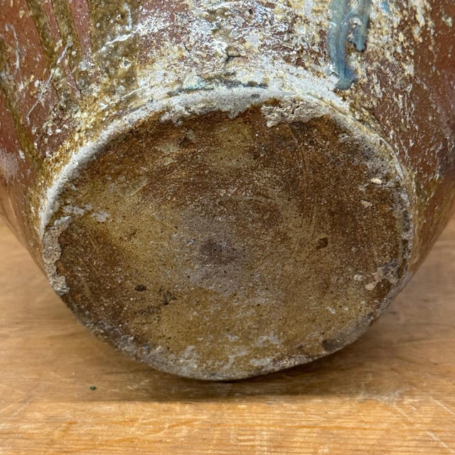 16th Century Rustic Brown Pottery Planter Jar with Pattern and Drip Glaze For Sale - Image 5 of 13