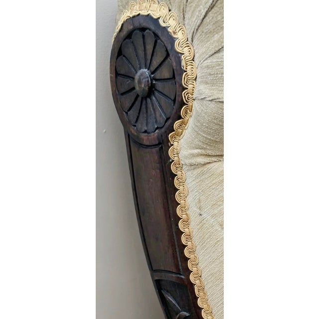 Late 19th Century Late 19th Century Victorian Mahogany Bridgerton Vibe Fainting Couch Chaise Lounge For Sale - Image 5 of 7