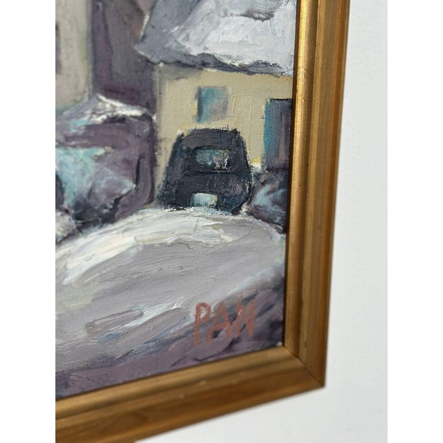 Mid-Century Modern Pan, Winter, 1950s, Oil on Canvas, Framed For Sale - Image 3 of 15