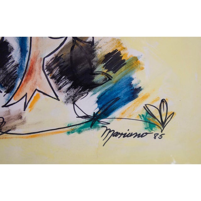 Modern Mariano Rodríguez (1912–1990) – Gallo - 1985 - Original Mixed Media -32" X 40" For Sale - Image 3 of 4