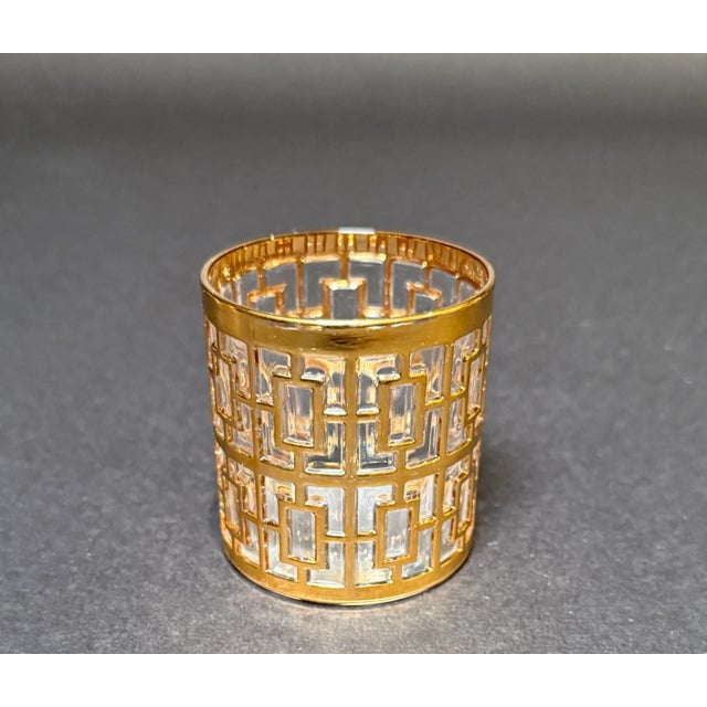 Transparent 1960s Imperial Glass Co. “Shoji Trellis” Gilt Tumblers- 15 Pieces For Sale - Image 8 of 9
