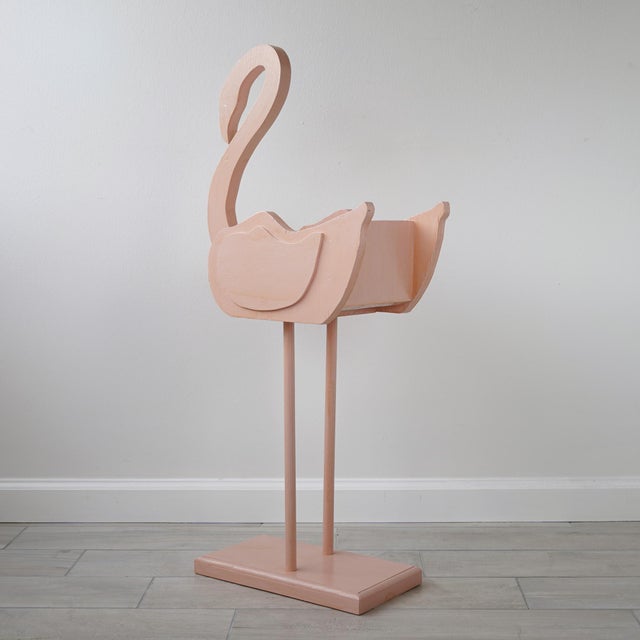 Pink Vintage Artist Studio Handmade Wood Flamingo Planter For Sale - Image 8 of 16