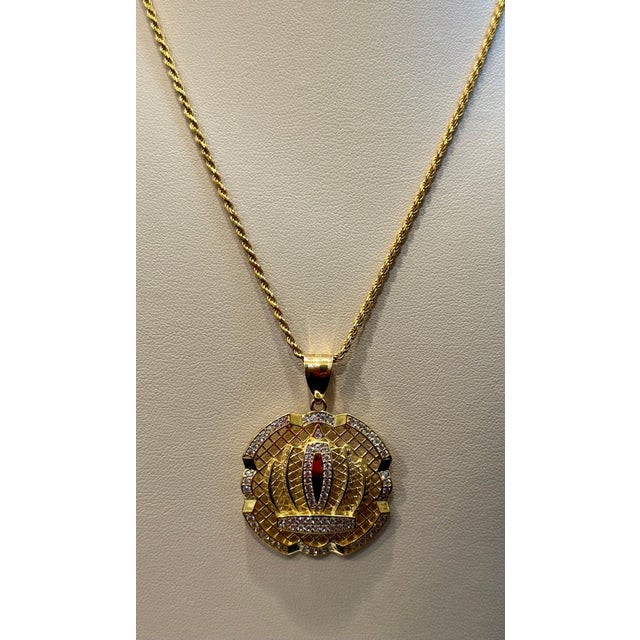 Natural Diamond 1.25 Carat Large Pendant in 14 Karat Gold with Rope Chain For Sale In New York - Image 6 of 18