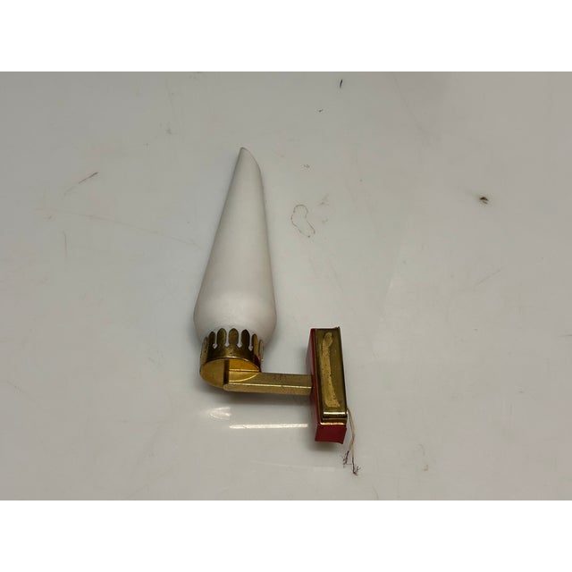 Opaline Glass and Brass Sconces, 1950s, Set of 2 For Sale - Image 6 of 11