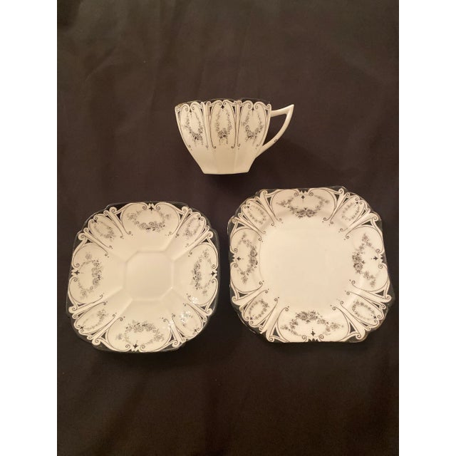 Shelley Queen Anne “Garland of Flowers” Vintage Teacup, Saucer, and Plate- 3 Pieces. For Sale - Image 9 of 12