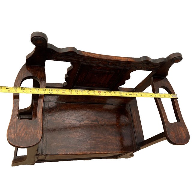 Antique Entry Chair Umbrella, Cane Stand, Under Seat Storage, Solid Dark Oak For Sale - Image 10 of 12