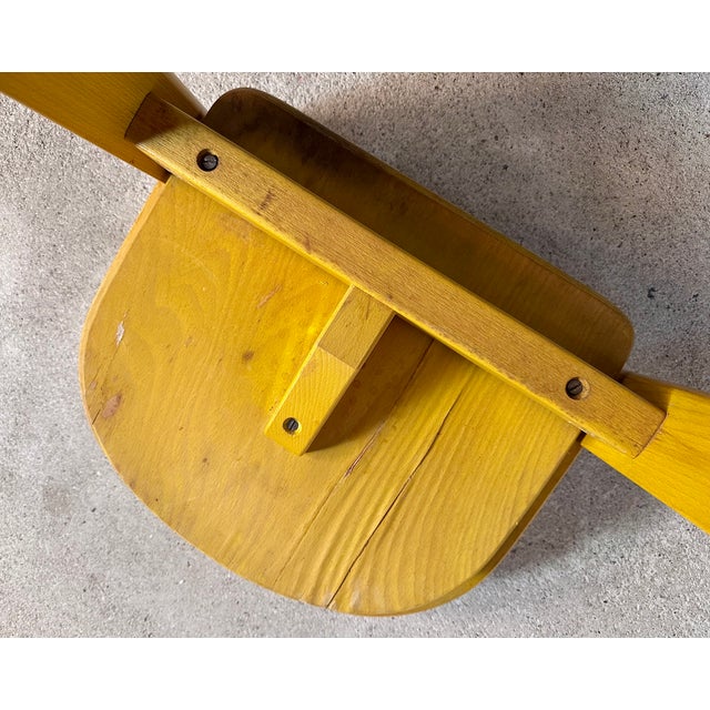 Brutalist Wooden Stool with Backrest, Germany, 1970s For Sale - Image 14 of 18