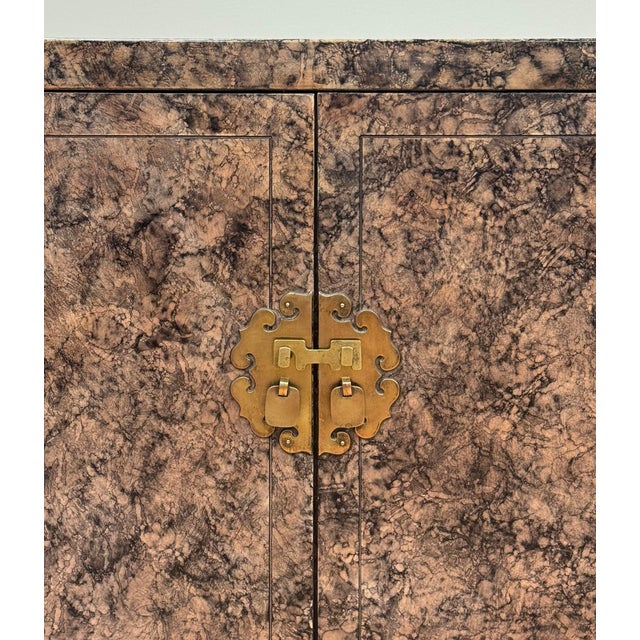 Wood Vintage Henredon Faux Tortoise Shell Finish Server Cabinet For Sale - Image 7 of 12