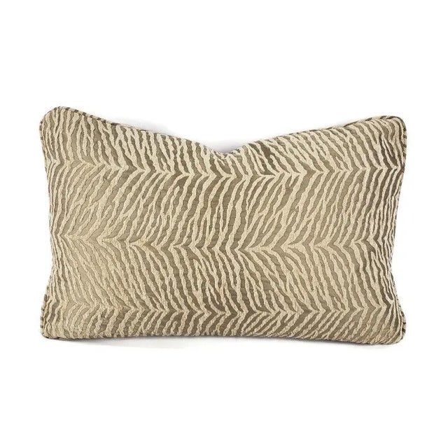 Large Zebra Print Chenille in Fawn With Self-Welt Lumbar Pillow Cover For Sale In Portland, OR - Image 6 of 6
