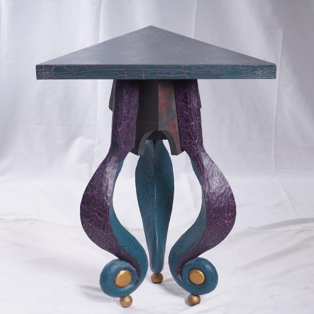 This Vintage Postmodern Occasional or Console Table is a sculptural statement piece that captures the bold, playful spirit...