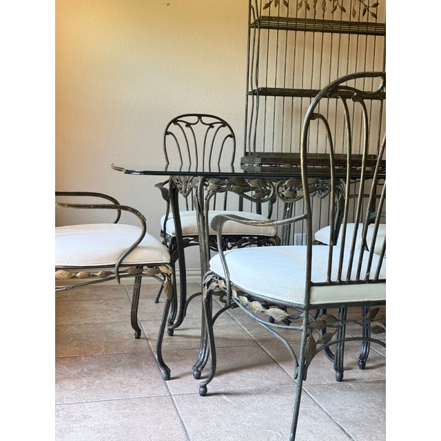 Mid-Century Modern Vintage Wrought Iron & Glass Dining Collection by Hooker Furniture For Sale - Image 3 of 12