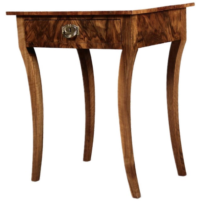 Hollywood Regency Small Antique Walnut Side or Sewing Table, 1840s For Sale - Image 3 of 18