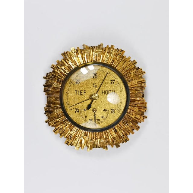 Sunburst Golden Brass Wall Weather Station, 1950s For Sale - Image 12 of 15