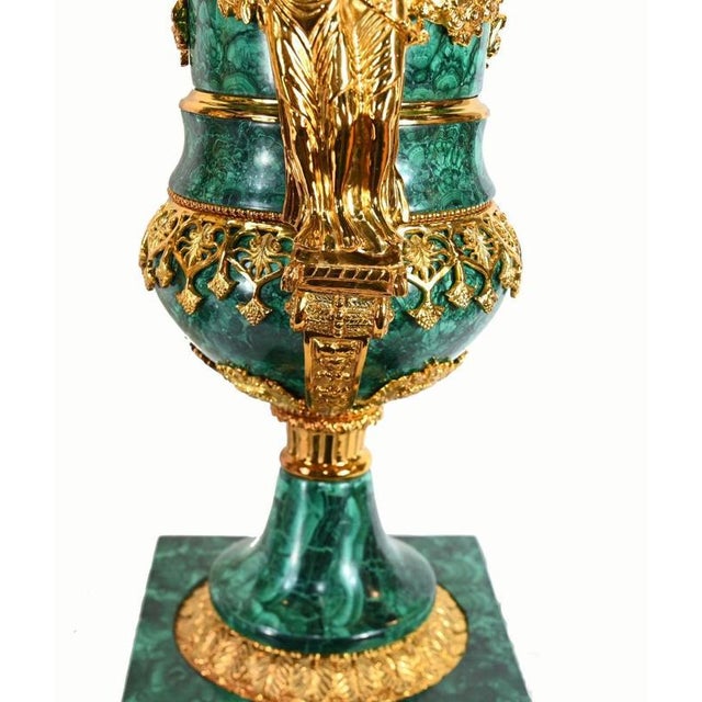 French Empire Malachite Urns, Set of 2 For Sale - Image 5 of 7
