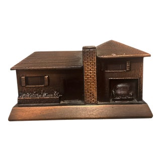 Mid-Century Modern Cast Metal Split-Level House Sculptural Object For Sale