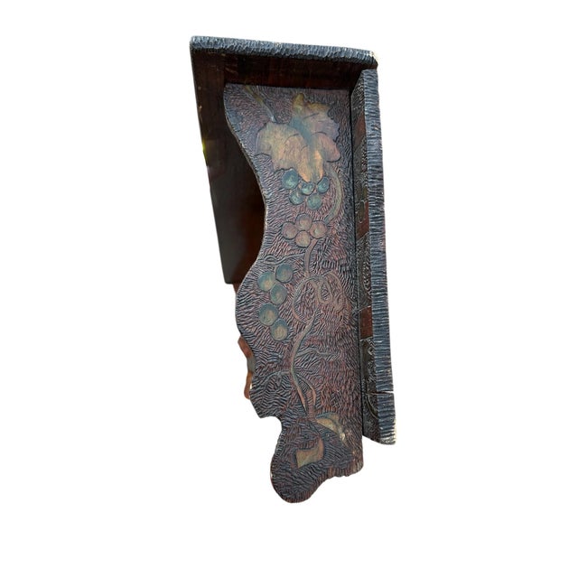 Wall Shelf 38” Arts & Crafts Style Wood Corbel Botanical, Railing For Sale - Image 4 of 12