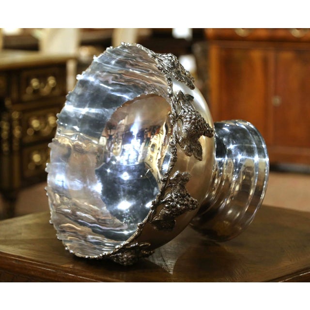 Vintage French Silver-Plated Grape Motif Champagne Cooler and Punch Bowl For Sale - Image 9 of 10