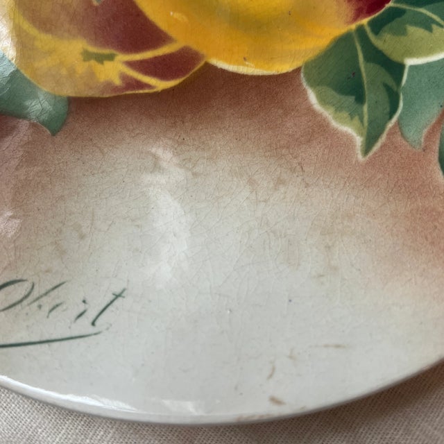 1900 - 1909 1900s Decorative French Apple Hanging Luneville Plate For Sale - Image 5 of 8