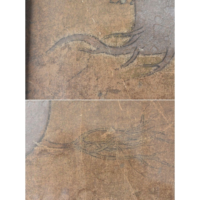 Antique Japanese Turnip Painting Fragment / Pre-Edo / Wabi-Sabi Framed Art For Sale - Image 17 of 18