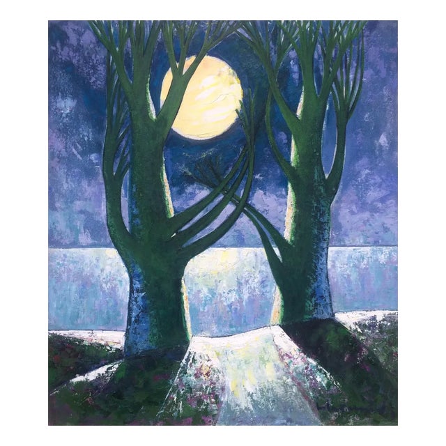 Laimdots Murnieks, Moonlight, 1996, Oil on Cardboard For Sale