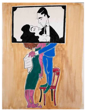 Gérard Lauzier, A Couple, Original Drawing, Mid-20th-Century