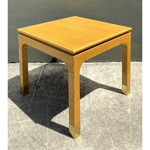 Goldenrod Vintage Wrapped Grasscloth Game Table For Sale - Image 8 of 12