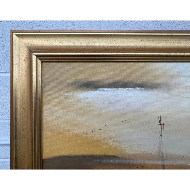 Frank Fitzsimons, Golden Brown Ireland Seascape Landscape at Dusk by Contemporary Irish Artist, 1985 Circa For Sale - Image 6 of 10