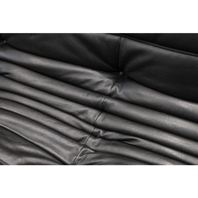 Animal Skin Michel Ducaroy for Ligne Roset Togo 4pc Black Leather Modular Sofa Set For Sale - Image 7 of 9