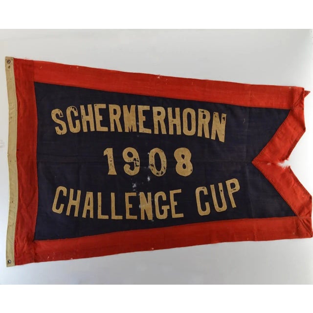 Antique Yacht Club Pennant form 1908, Schermerhorn NY. Yacht races from 1908 Challenger Cup. Made of all wool with treadle...
