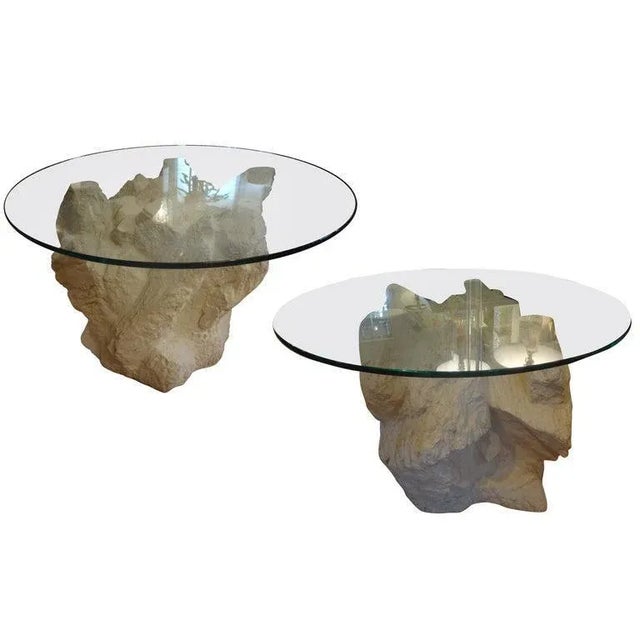 1940's Hollywood Regency Faux Stone Plaster Tables-A Pair For Sale - Image 11 of 11