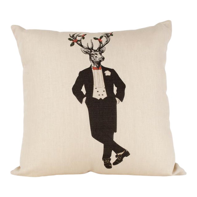 Reindeer in Tuxedo Pillow For Sale