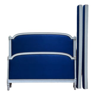 Headboard and Footboard in Painted Wood For Sale