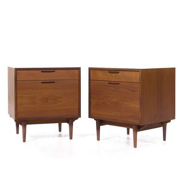 Mid-Century Modern Kofod Larsen for Selig Mid Century Danish Teak Nightstands - Pair For Sale - Image 3 of 12