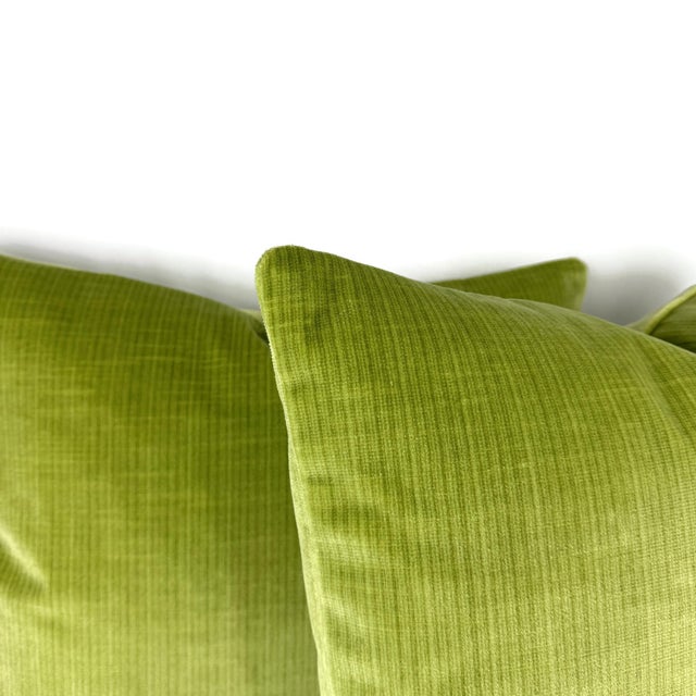 Contemporary Schumacher Antique Strie Velvet in Lime Pillow Cover - 69776 Cushion Case For Sale - Image 3 of 7