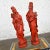 Chinoiserie Vintage Asian Style Chinoiserie Faux Cinnabar Large Red Decorative Statues Male & Female For Sale - Image 3 of 13